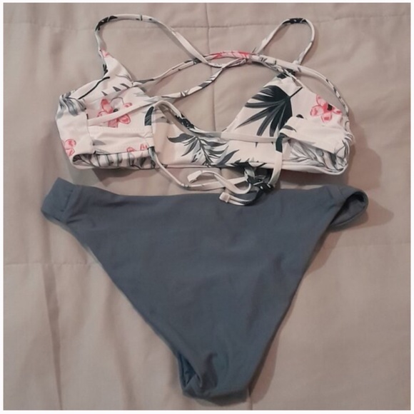 Bikini Set white floral gray size L - Picture 2 of 3